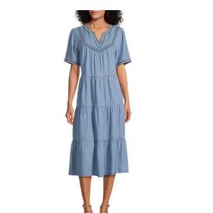 Blue Tiered Midi Dress